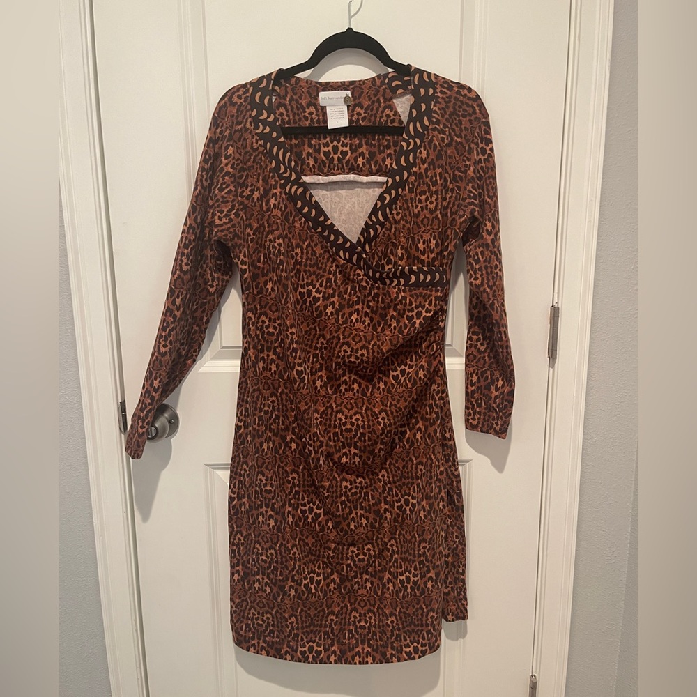Soft Surroundings Brown Leopard Print Midi Dress